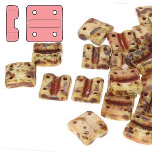 FX-V-03000-86805 Chalk White Dark Travertin 4-Hole Fixer Bead Verticaal