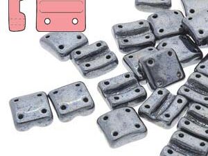 FX-V-23980-14400 Jet Hematite 4-Hole Fixer Bead Verticaal