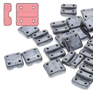 FX-V-23980-14400 Jet Hematite Fixer Beads Verticaal FX-V-23980-14400 Jet Hematite 4-Hole Fixer Bead Verticaal