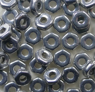 HN-23980-27000 Jet Full Labrador Hex Nut Beads 5x2 mm color 23980-27000
