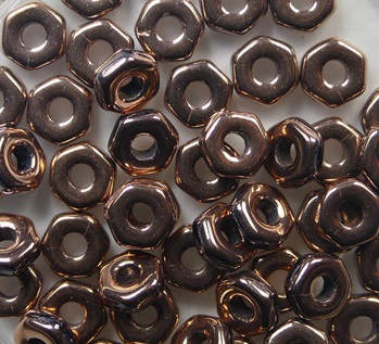 HN-23980-27103 Jet Full Capri Gold Hex Nut Beads 5x2 mm color 23980-27103