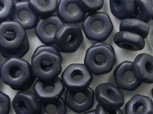 HN-23980-84100-14400 Matte Jet Hematite Hex Nut Beads 5x2 mm, 10 gram - Afbeelding 1