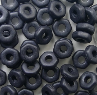 HN-23980-84100-14400 Matte Jet Hematite Hex Nut Beads 5x2 mm color 23980-84100-14400