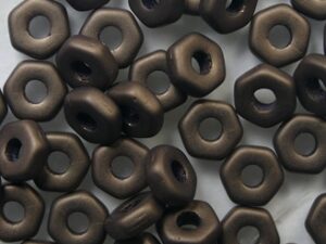 HN-23980-84100-14415 Matte Jet Bronze Hex Nut Beads 5x2 mm, 10 gram - Afbeelding 1