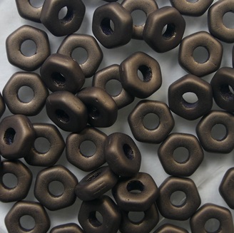 HN-23980-84100-14415 Matte Jet Bronze Hex Nut Beads 5x2 mm color 23980-84100-14415