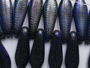 0010546 Jet Full AB Feather Dagger Beads 16x5 mm 20 Pc.