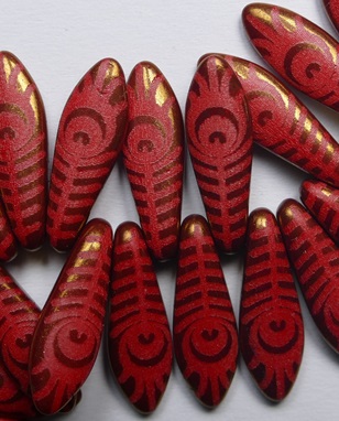 0050354 Opaque Red Bronze Eye Dagger Beads color 93190-14415E