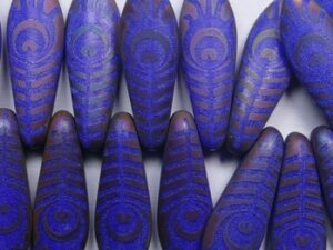 0090495 Matte Opaque Royal Blue Full Sliperit Eye Dagger Beads 16x5 mm 20 Pc. - Afbeelding 1