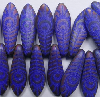 0090495 Matte Opaque Royal Blue Full Sliperit Eye Dagger Beads color 33050-29573E