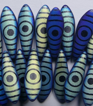 0090497 Matte Jet Full AB Target Eye Dagger Beads color 23980-28773TE