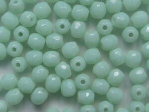 FP1-03-63100 Opaque Pale Jade Czech Glass Facet Firepolish 3mm 50 stuks