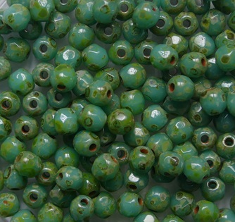 FP1-03-63130T Opaque Green Turquoise Travertin Facet Firepolish 3 mm color 63130T