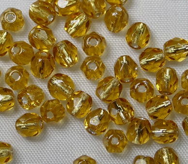 FP1-04-10060SL Silver Lined Topaz Czech Glass Facet Firepolish 4mm FP1-04-10060SL Silver Lined Topaz Czech Glass Facet Firepolish 4mm