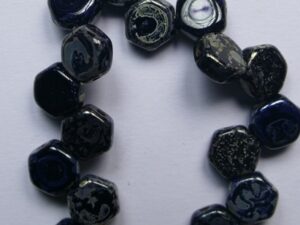 HON-23980-43400 Jet Silver Picasso Honeycomb Beads, 30 stuks