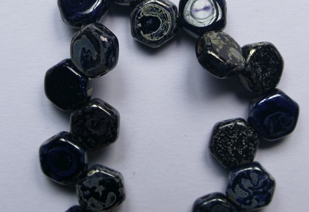 HON-23980-43400 Jet Silver Picasso Honeycomb Beads 6 mm color 23980-43400