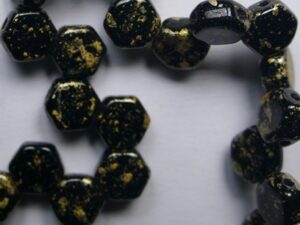 HON-23980-94401 Jet Gold Splash Honeycomb Beads, 30 stuks