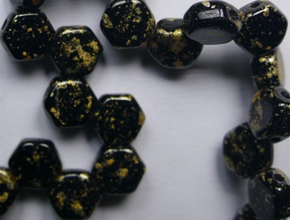 HON-23980-94401 Jet Gold Splash Honeycomb Beads 6 mm color 23980-94401