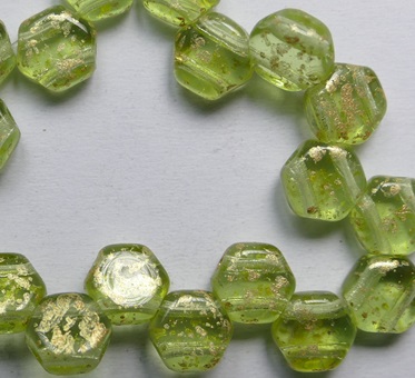 HON-50230-94401 Olivine Gold Splash Honeycomb Beads 6 mm color 50230-94401