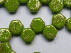 HON-53410-94401 Opaque Olivine Gold Splash Honeycomb Beads, 30 stuks