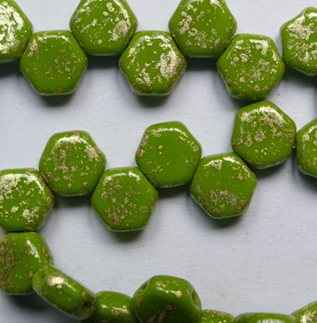 HON-53410-94401 Opaque Olivine Gold Splash Honeycomb Beads 6 mm color 53410-94401