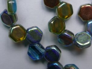 HON-60020-98535 Aqua Orange Rainbow Honeycomb Beads, 30 stuks