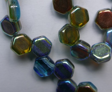 HON-60020-98535 Aquamarine Orange Rainbow Honeycomb Beads 6 mm color 60020-98535