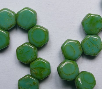 HON-63120-86805 Opaque Green Turquoise Dark Travertine Honeycomb Beads 6 mm color 63120-86805