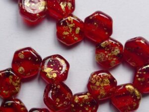 HON-90080-94401 Siam Ruby Gold Splash Honeycomb Beads, 30 stuks - Afbeelding 1