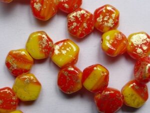 HON-99994-94401 Hodgepodge Orange Gold Splash Honeycomb Beads, 30 stuks - Afbeelding 1