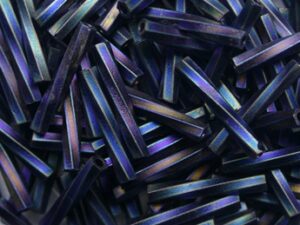 M-BGL-T12-0401FR Opaque Matte Black AB Miyuki Twisted Bugles 12mm - Afbeelding 1