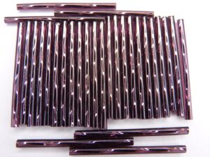 BU-27060-25 Silver Lined Amethyst Preciosa Twisted Bugles 25 mm. 10 gram