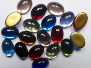 Cab-Mix Mixed Colors Oval Goldfoiled 14 x 10 mm. 6 stuks - Afbeelding 1