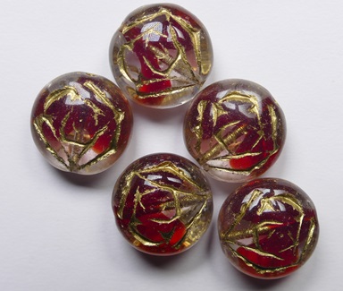 0050356 Crystal Red Gold Washed Rose Beads 13x8 mm color 97008-54202