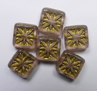 0070489 Rosaline Gold Washed Square Beads 11x11x4,5 mm color 70110-54302
