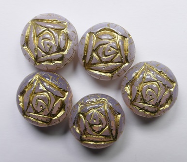 0070492 Rose Crystal Gold Washed Rose Beads 13x8 mm color 76018-54202