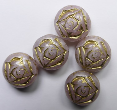 0070493 Pink Wisteria Melee Gold Washed Rose Beads 13x8 mm color 26006-54202