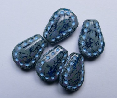 0090501 Capri Blue Travertin Aqua Washed Lacy Tear Bead 17x12 mm color 60080-86800-54308