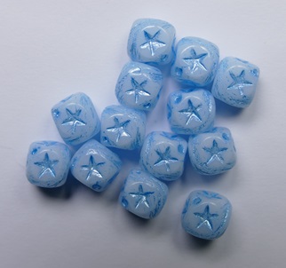 0090506 White Alabaster Blue Washed Square Beads 7 mm color 02010-54323