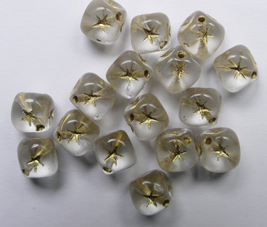 0150211 Crystal Gold Washed Square Beads 7 mm color 00030-54202