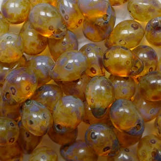 CD-7x5-01000-86800 White Opal Travertin Czech Glass Drop Beads 5x7 mm color 01000-86800