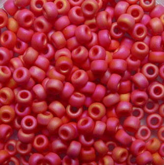 M-8-0407FR Matte Opaque Red AB Miyuki round rocailles 8-0 color 407FR