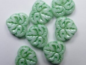 MPL-02010-54322 White Alabaster Copper Green Inlay Maple Leaf 15 Pc.