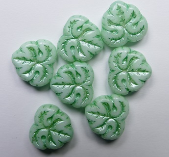 MPL-02010-54322 White Alabaster Copper Green Inlay Maple Leaf color 02010-54322