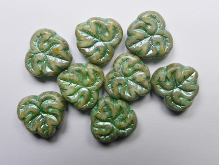 MPL-02010-86800-54322 White Alabaster Travertin Copper Green Inlay Maple Leaf color 02010-86800-54322