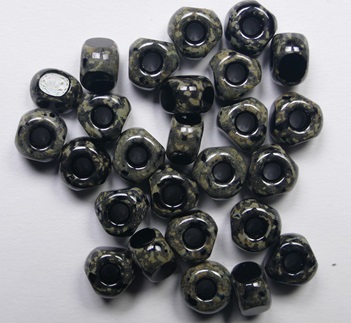 0010547 Jet Travertin Table Cut Czech Glass Beads 6x4 mm color 23980-86800