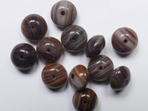 0030376 Opaque Striped Brown Pebbles Czech Glass Donut 9x6 mm 12 stuks