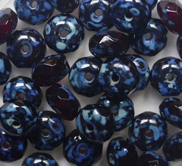 0050362 Garnet Travertin Czech Glass Facet Donut Beads 7x4mm color 90110-86800