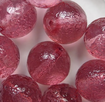 0070497 Hot Pink Czech Glass Textured Round Beads 11 mm
