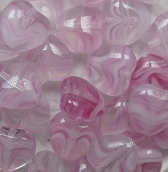 0070498 Sweet Pink Melee Czech Glass Heart Beads 8x8 mm