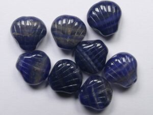 0090508 Opaque-Opal Striped Dark Blue Small Shell Beads 9x9 mm 15 stuks - Afbeelding 1